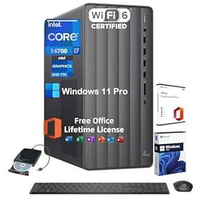 HP Envy Desktop PC Tower, Intel 20-Core i7-14700(Up to 5.4GHz), Office Lifetime, 32GB RAM, 1TB SSD, 2TB HDD, Windows 11 Pro, Intel UHD Graphics 770, External DVD Drive, Wi-Fi 6, W/Accessories