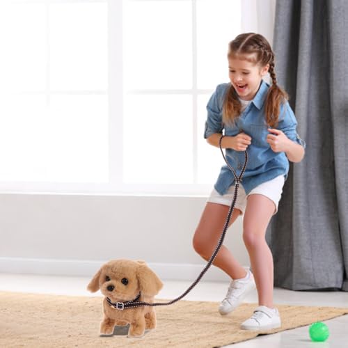Cemirk Elektronisches Plüsch-Hundespielzeug mit Leine, Interaktiv mit GEH- und Bellgeräuschen, Geschenk für Kinder