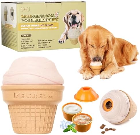 Multi-Functional Interactive Dog Toys for Aggressive Chewers, Indestructible Dog Toys for Small/Medium/Large Breeds,Frozen Dog Treat Dispenser to Keep Them Busy,Reduces Anxiety(Pack of 1)