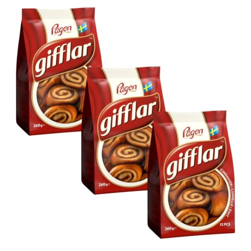 Pagen Gifflar Zimtschnecken 3x260g | Schwedisches Hefegebäck mit Zimtfüllung | Soft Rolls im Vorratspack | Süßer Snack | Ready to Eat | Original aus Schweden