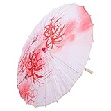 FOMIYES 復古彼岸花油紙傘 舞台用伝統装飾道具 ビンテージスル 花柄フォトプロップ 高耐久ダンス小道具