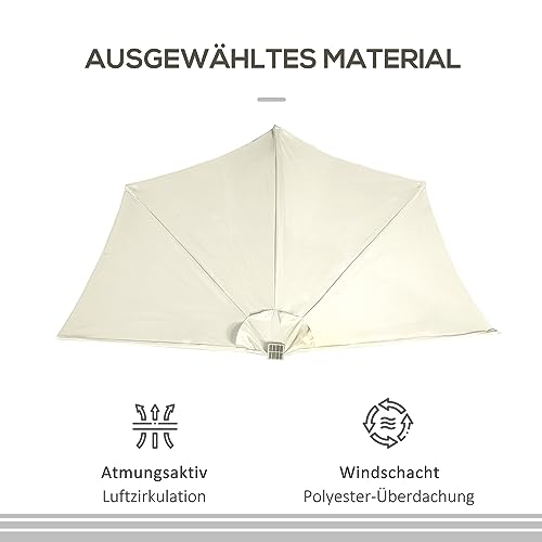 Halber Sonnenschirm Outsunny 270 x 240 cm mit LED-Beleuchtung