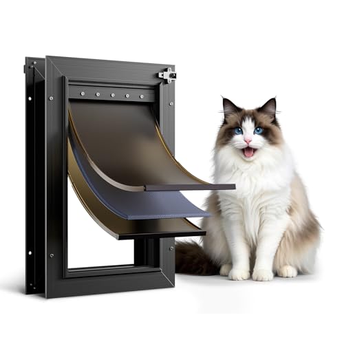 All Aluminum Cat Door Interior Door Black 3 Flaps