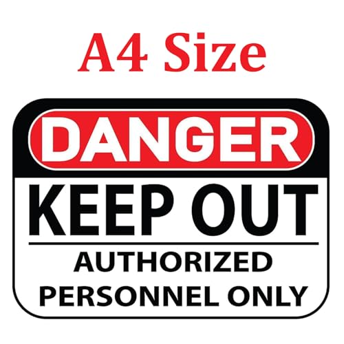 Image of CVANU Danger Keep Out Authorized Personnel Only Warning Safety Self-Adhesive Waterproof PVC Vinyl Sign Sticker Size (11.7inchX8.3inch) Pack of 15