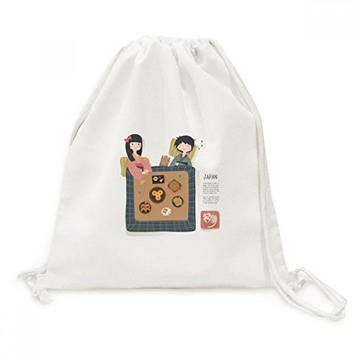 Toile drawstring backpack voyage sac à dos cuisine traditionnelle japonaise locale