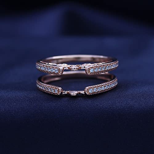 AFFY 1/3 ct. t.w Round Cut White Cubic Zirconia Millgrain Cathedral Enhancer Guard Ring In 14K Gold Over Sterling Silver Jewelry Gift For Her2