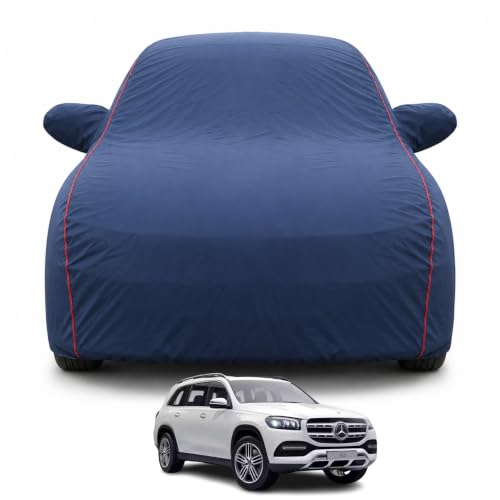 Image of Premium Car Cover for Mercedes GLS 400D Model | Waterproof, UV & Dust Protection | Mirror & Antenna Pocket | Triple Stitched, Soft Inner Lining, Belt & Buckle (Navy Blue)