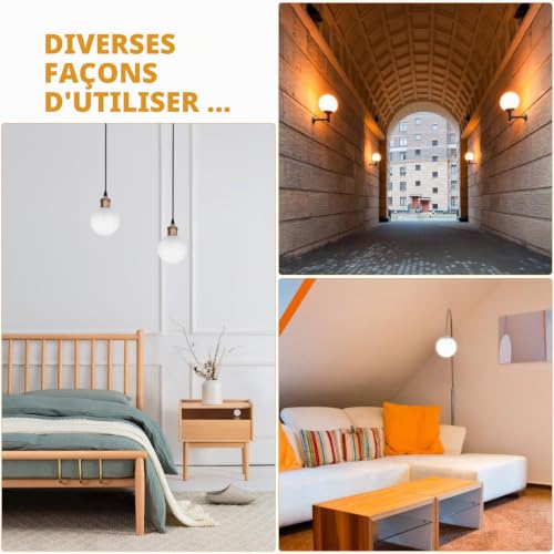 VILLCASE Abat-Jour Globe G9 en Verre Dépoli - Diamètre 8cm pour Lustre Suspension – vue 8