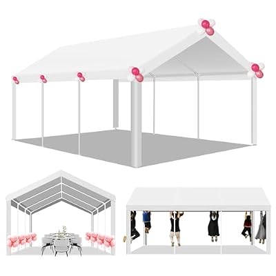COBIZI 10x20 Party Tent Heavy Duty, Galvanized Wedding Tent, Event Shelter Tent for Parties, Outdoor Tent with Built-in Sandbag, Carpas para Fiestas, Large Tent, Waterproof, White