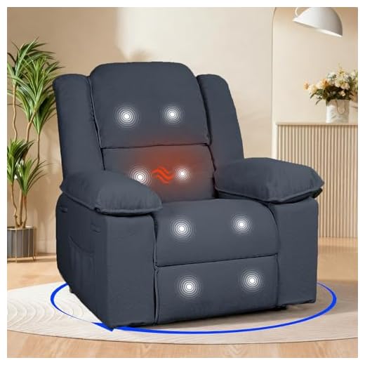 FLEXISPOT Rocker Recliner Chair for Adults - Massage Rocker Recliner Chair w/Heat & Vibration, 270° Swivel Glider Single Sofa for Living Room Bedroom, Grey (XRC2)