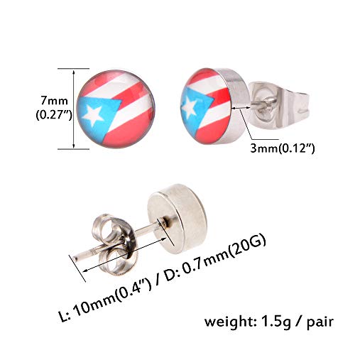 Paialco Jewelry JE30447SVA8 Stainless Steel Puerto Rico Flag Section Button Stud Earrings thumb #2