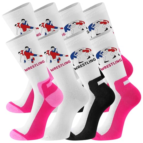 Cutecrop 8 Pairs Women's Wrestling Crew Socks Novelty Wrestle Sports Socks Wrestling Lovers Gifts for Christmas Women Gifts