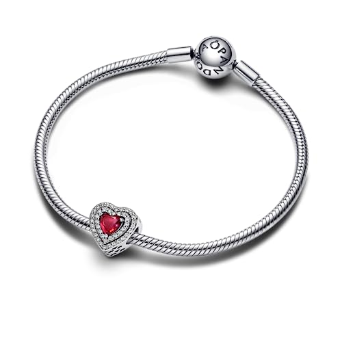 PANDORA Sparkling Red Leveled Heart Charm - Compatible Moments - Stunning Women's Jewelry - Gift for Her - Sterling Silver & Man-Made Crystal - With Gift Box3