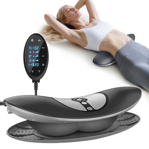 Cordless Electric Lumbar Traction Device, 4-in-1 Multifunctional Back Massager for Low Back Pain Relief with Controller, Optional Dynamic Traction, Microcurrent Therapy, Hyperthermia and Vibration