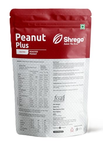 Image of Shrego Peanut Plus Roasted Peanuts Salted 360g | Vacuum Packed | Dry Roasted Groundnuts | Lightly Salted Crunchy Snack