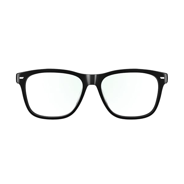 Amazon Echo Frames (newest model), Smart glasses with Alexa+ Early Access, Square frames in Classic Black with blue light filtering lenses