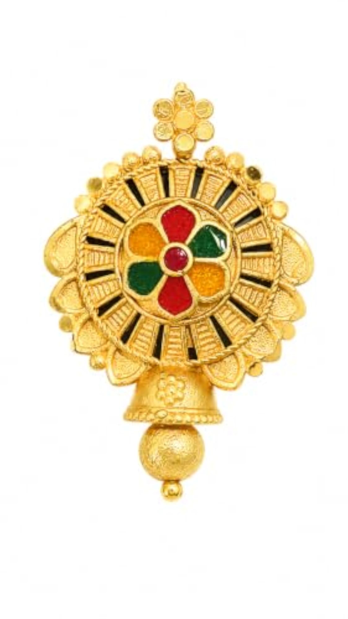 Gold-Plated Traditional Floral Pendant with Meenakari Work