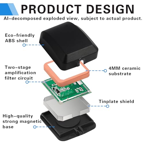 Aktive GPS-Antenne mit SMA-Stecker, 3m RG174 Kabel, wasserdicht für Auto GPS, 4G LTE GPS Tracker, Echtzeit-Tracking, Sicherheitsalarm für Fahrzeuge, Motorrad, LKW und mehr