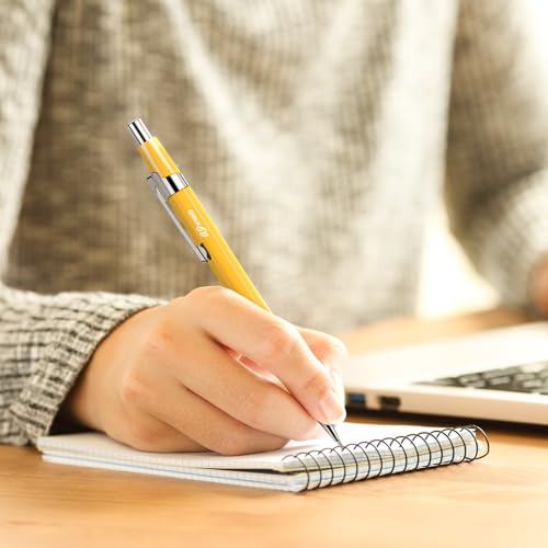 Image of Outus 8 Pcs 0.9mm Yellow Metal Mechanical Pencil, Back to School Gift Automatic Drafting Pencil with Lead Refills for Student, Sketching, Engineer Woodwork Drawing, Architect, Exam Week, Study, Office