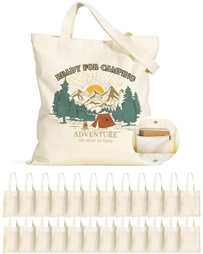 Lzerking Canvas Tote Bag Bulk for DIY Projects, 13x15 Inches Tote Bags for Grocery Shopping, 10oz Machine Washable Fabric