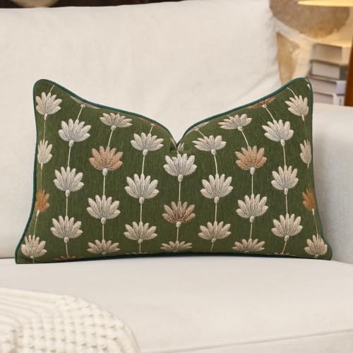 VZHUAN 12x20 Pillow Cover Green Fall Floral Decorative Lumbar Pillow Cover
