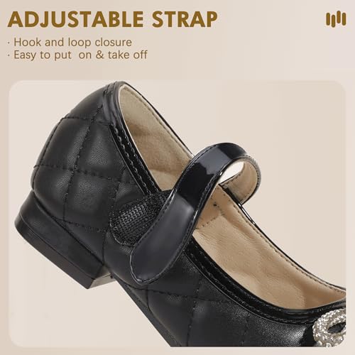 Hehainom Girls Dress Shoes Flower Girl Wedding Party School Little Big Kids Rhinestone Bow Ballet Flats Shoes4