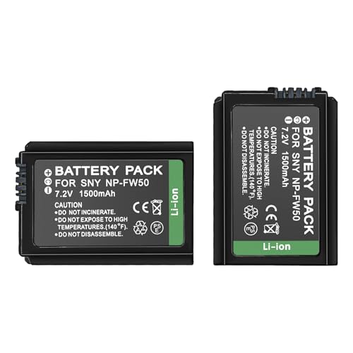 Camulti NP-FW50 7.2V 1500mAh 2-Pack Battery for Sony Cameras