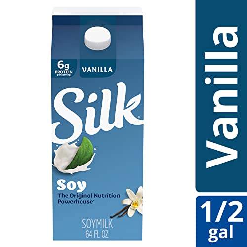 Silk Soy Milk, Vanilla, Dairy Free, Gluten Free, Vegan Milk With Vitamin D To Help Support Strong Bones, 64 Fl Oz Half Gallon #TOP3