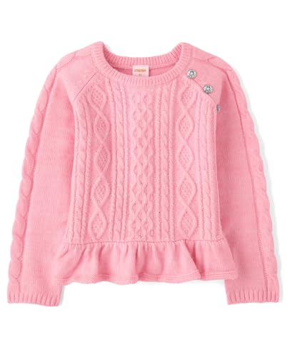 Gymboree Girls' and Toddler Long Sleeve Cable Knit Sweaters, Pink Pastel, 5 Years
