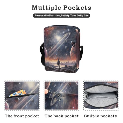 messenger bag crossbody men shoulder bag Women's Purses Adjustable Strap for outdoor sports outdoor sports- Outer Space Colorful2