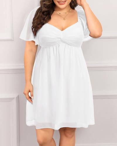 Women Graduation Dress Plus Size - Homecoming Short Flutter Sleeve Chiffon A-Line Short Dresses4
