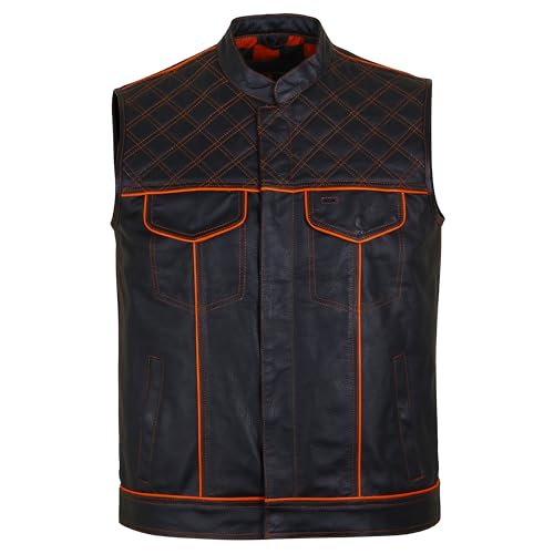 Image of .Men's Biker Rider Motorcycle club Motorbike stylish Genuine leather sleeveless vest