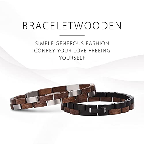 BOBO BIRD Mens Wooden Bracelet Stylish Wood & Stainless Steel Combined Wooden Bangle Jewelry Great Gift for Men3