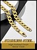 GoldChic Mens Gold Chains 316L Stainless Steel Necklace 9mm Flat Cuban Necklaces 20Inch Crub Link Chain Hypoallergenic Waterproof Men's Jewellery for Father Husband #2