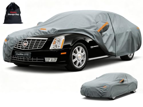 Image of Kayme Waterproof Heavy Duty Car Cover Custom Fit Cadillac DTS 2006-2012 | thick soft non-woven with cotton lining, exquisite stitching, anti sun /UV /rain /snow /dirt, storage bag