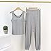 Ladies Ribbed Pajamas Set with Built in Bras Soft Camisole and Lantern Pants Sports Yoga Suit Fashion Casual Nightwear Sets(Gray,X-Large)