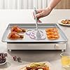 Plaque de cuisson en acier inoxydable, plaque teppanyaki avec 2 poignées, 4 mm d'épaisseur, pour barbecue, barbecue à gaz et charbon (45 x 30 cm)