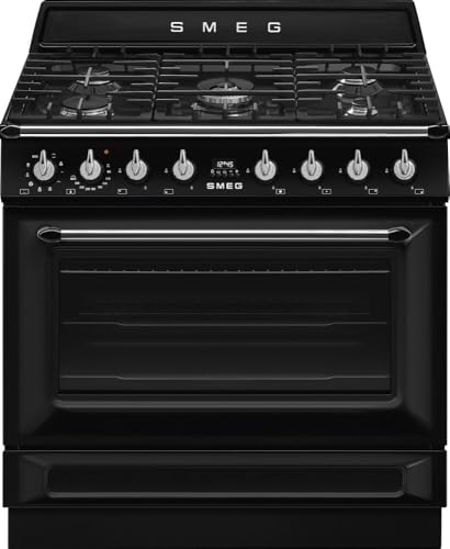 Smeg TR90GMBL Cuisine 90 cm, modèle Victoria, cuisinière à gaz, 5 feux, four électrique...