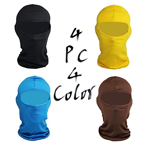 4PCS Yellow Ski Shileds for Mens Baclava Women Helmet Motorcycle, Kids Orange Hunting Hat, Bike Winter Helmet Cover, Running Face Cover, Full Ski Madk, Head Sock Under Helmet, for Sun Uv Protection
