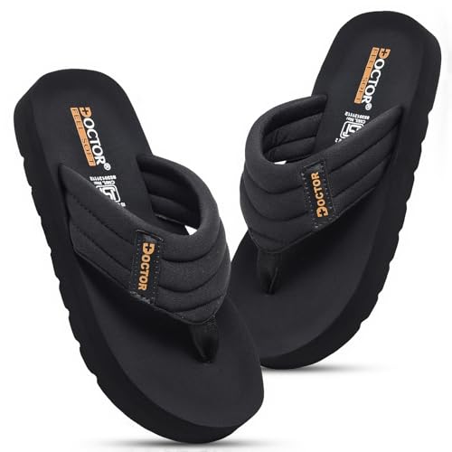 Image of Cushioned Flip Flops for Men | Padded Fabric Strap Thong Slippers | Lightweight Anti-Slip EVA Sole Everyday Wear Footwear