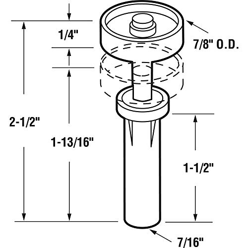 Rueda guía superior para puertas plegables Slide-Co 161900 de nailon con resorte (paquete de 2 unidades) miniatura 2