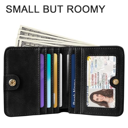 Image of Small Womens Wallet Thin Credit Card Holder Pocket Mini Purse | Compact Women Slim RFID Blocking Wallets Bifold Ladies Pocket Card Holders for Travel & Daily Use, Sunflower