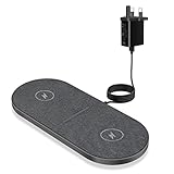 FDGAO Dual 20W Wireless Charger, 2 in 1 Fast Wireless Charging Pad Station Compatible with iPhone 12 13 14 15 16 17 Pro Max/11/XS,Airpods,Samsung Galaxy/Note, Galaxy Buds and more (With AC Adapter)