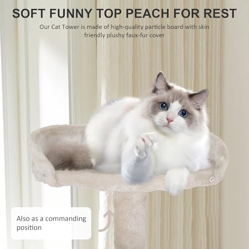 Torre para gatos 81 pulgadas multi-niveles beige miniatura 5