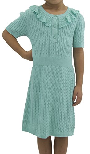 Ms Purple Girls' Crochet Collar 100% Cotton Sweater Dress