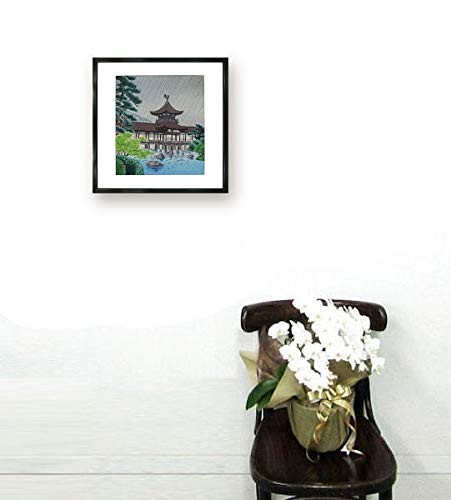 Amazon.co.jp: 徳力富吉郎『平安神宮神苑 雨』木版画 風景画 京都 古都