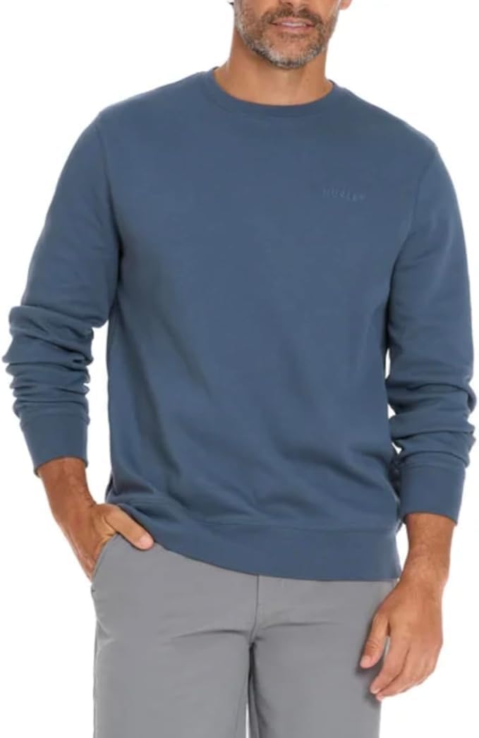 Hurley Men's Long Sleeve Crewneck Sweatshirt (US, Alpha, Large, Regular, Regular, Blue)