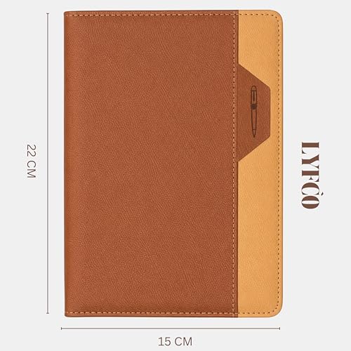 Image of A5 Soft PU Leather Notebook Journal with Pen Holder & Bookmark Ribbon, 120 Sheets /240 Pages Lined Paper, Premium Leather Diary for Office, Work, Business, Meeting Notes, Travel, Students & Professionals (21 X 15 CM) (Brown)