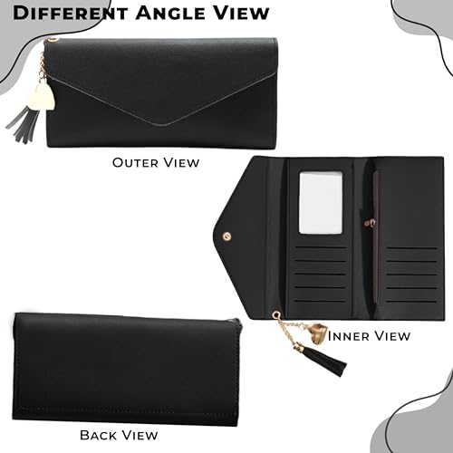Image of Kraptick Women's Wallet -Stylish and Compact Purse Clutch Wallet for Women, Stylish Card Coin Holder, Debit Card Holder, Money Organizer and Travel Wallet for Women with 13 Slots (Black)
