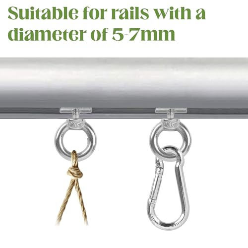 Forbabe 6 Set Kederleiste Haken, 6 mm Edelstahl Stopper für Kederschiene mit Karabiner, Kederstopper Kederhaken Kederschiene Zubehör für Caravan/Campervan/Wohnmobil